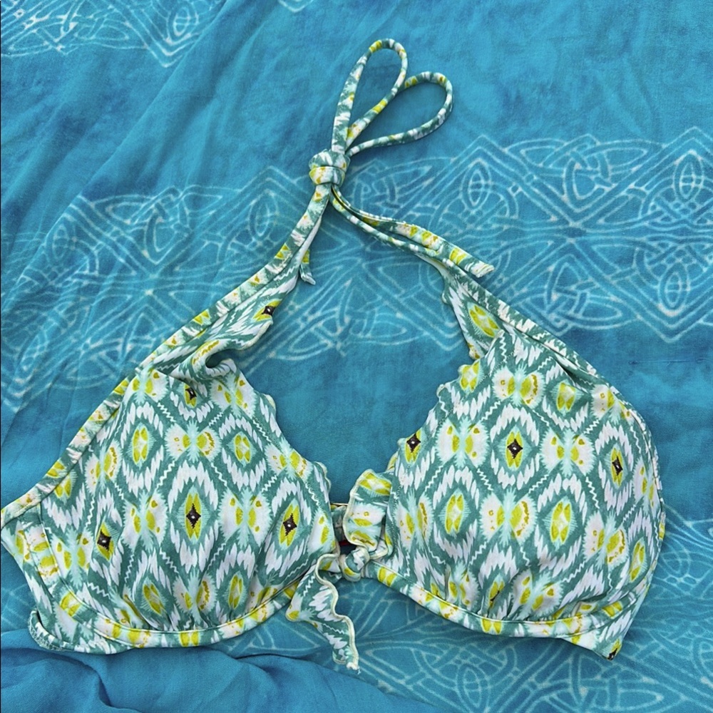 Victoria's Secret Green and Yellow Bikini Top